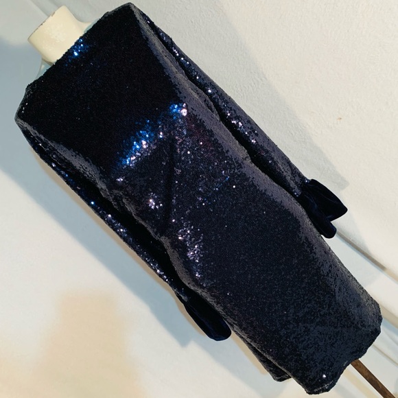 Fitted Midi Solid Sequins in Navy Velvet Cuffs 28 - Picture 14 of 17